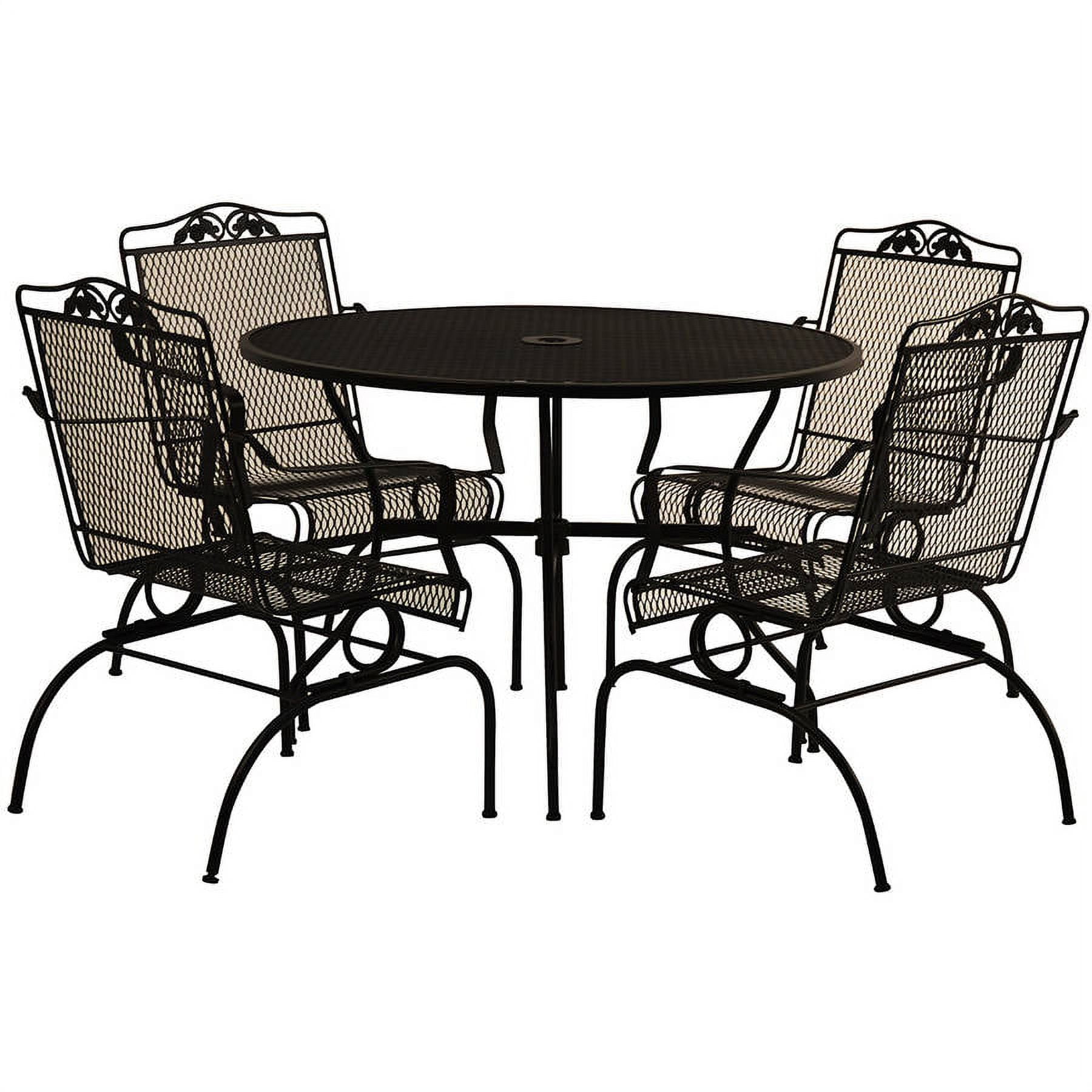 Arlington House Wrought Iron Outdoor 5 Pc Action Dining Set