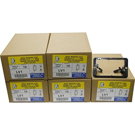 Arlington LV1 Low Voltage Mounting Bracket, 1-Gang, Black, 50-Pack
