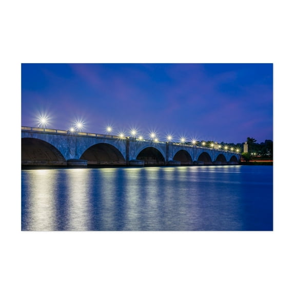 Arlington Memorial Bridge 03 - Washington District of Columbia Photography Bridge Night Sky Water Architecture Cityscape Scenic Unframed Wall Art Print 40 x 60 inches