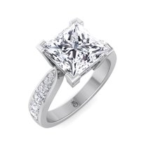 Arlington - Moissanite Princess Cut Lab Diamond Engagement Ring With Sidestones Channel Setting