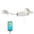 thumbnail image 1 of JONATHAN Y Arlo 54" 2-Light Farmhouse Industrial Double Swing Arm Iron LED Wall Sconce with Pull-Chain USB Charging Port, Nickel, 1 of 17