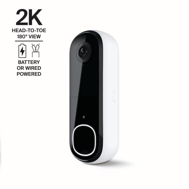 Arlo Video Doorbell 2K (2nd Gen) - 2K Battery/Wired Doorbell & Security Camera, Google Home & Alexa Compatible