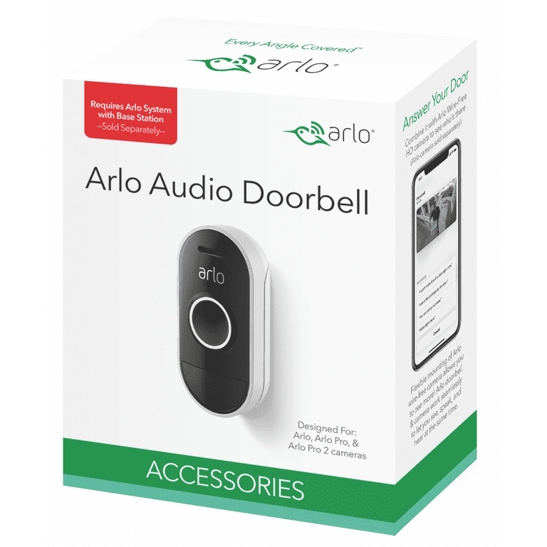 voks silke vand Arlo Audio Doorbell AAD1001 - Wire-Free with Mobile Notifications, Remote  Communication, Instant Alerts, Pairs with Arlo cameras - Walmart.com
