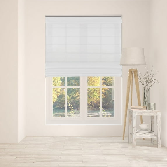 Arlo Blinds Cordless Fabric Roman Shades Light Filtering with backing, Color: Cloud White, Size: 34.5"W x 72"H