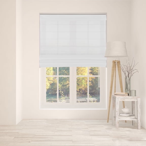Arlo Blinds Cordless Fabric Roman Shades Light Filtering with backing, Color: Cloud White, Size: 58.5"W x 60"H