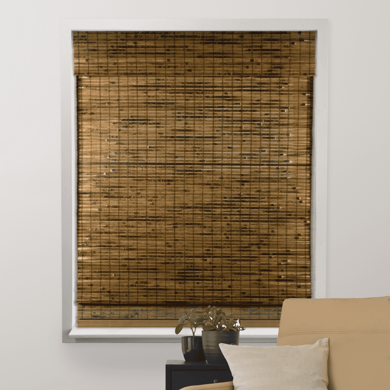 Java Deep Cordless Sheer Bamboo Roman Shades, 20" x 74"