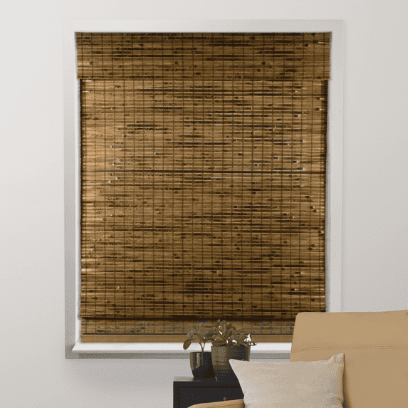 Arlo Blinds Cordless Java Deep Bamboo Roman Shades Blinds - Size: 36"W x 60"H