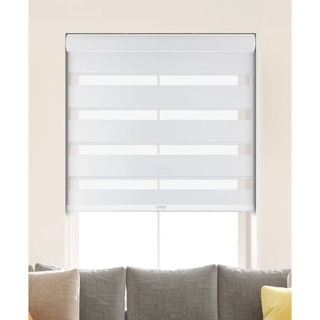 Arlo Blinds Cordless Room Darkening Zebra Roller Shades 24"W x 72"H, For Doors