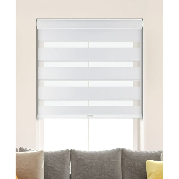 Arlo Blinds Cordless Room Darkening Zebra Roller Shades 32"W x 60"H, White Horizontal window blinds