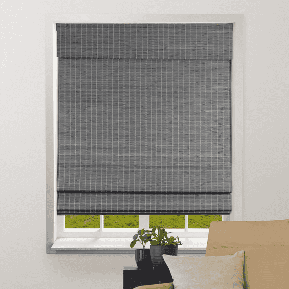 Arlo Blinds Cordless Semi-Privacy Grey-Brown Bamboo Roman Shade - Size: 28.5"W x 60"H