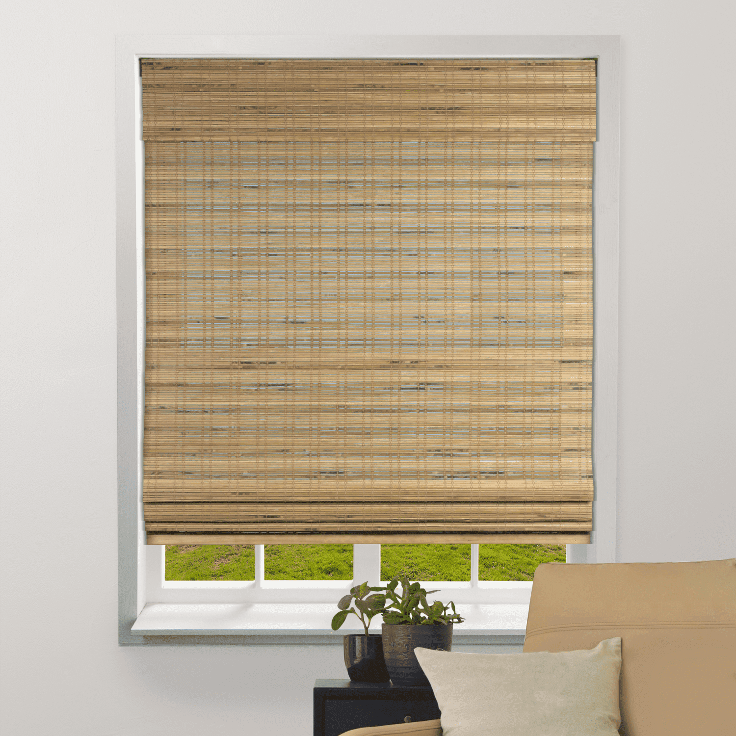 Tuscan Bamboo Cordless Light-Filtering Roman Shade 28"W x 60"H