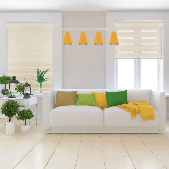 Arlo Blinds Cordless Zebra Roller Shades 34"W x 72"H, Cream Horizontal Window Blinds