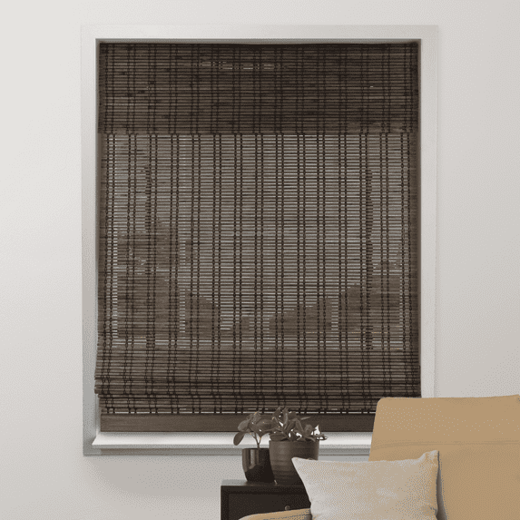 Arlo Blinds Dali Walnut Cordless Bamboo Roman Shades Light Filtering, 46.5"W x 60"H