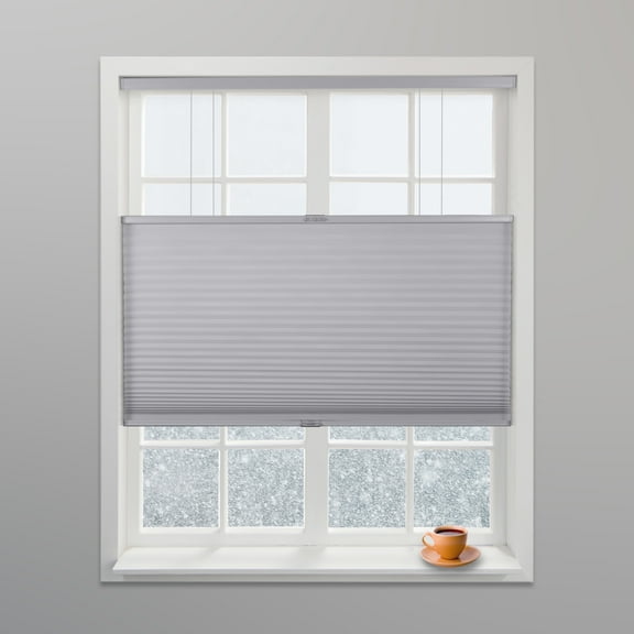 Arlo Blinds Gray Light Filtering Top Down Bottom Up Deluxe Cordless Cellular Shades - Size: 24"W x 60"H, Cordless Honeycomb Blinds
