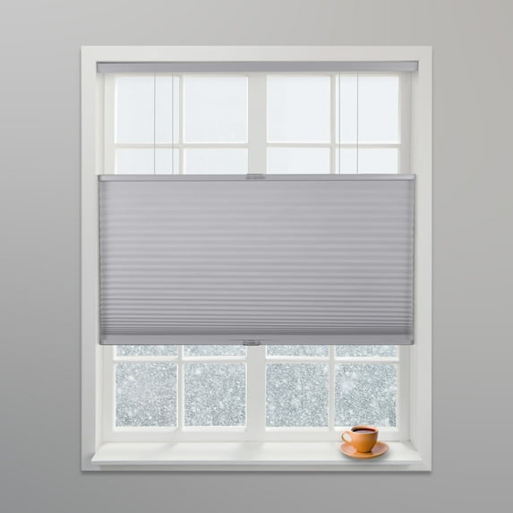Arlo Blinds Gray Light Filtering Top Down Bottom Up Deluxe Cordless Cellular Shades - Size: 32"W x 72"H, Cordless Honeycomb Blinds