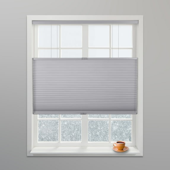 Arlo Blinds Gray Light Filtering Top Down Bottom Up Deluxe Cordless Cellular Shades - Size: 34"W x 72"H, Cordless Honeycomb Blinds