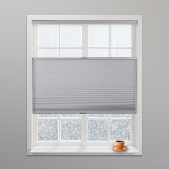 Arlo Blinds Gray Light Filtering Top Down Bottom Up Deluxe Cordless Cellular Shades - Size: 35"W x 60"H, Cordless Honeycomb Blinds