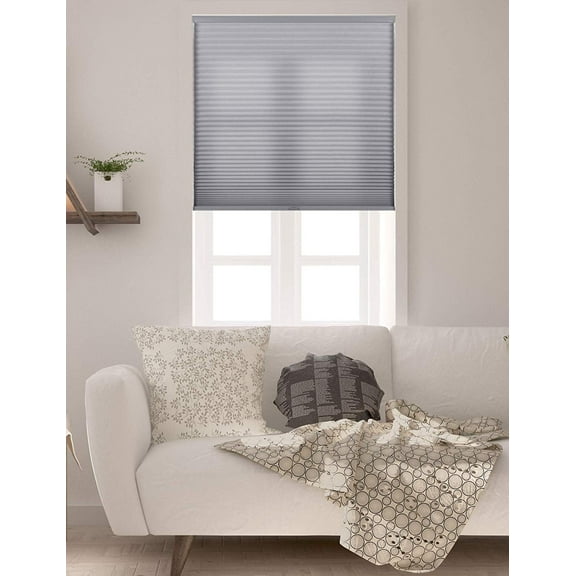 Arlo Blinds Cordless Light Filtering Cellular Shade, Grey, 18"W x 60"H