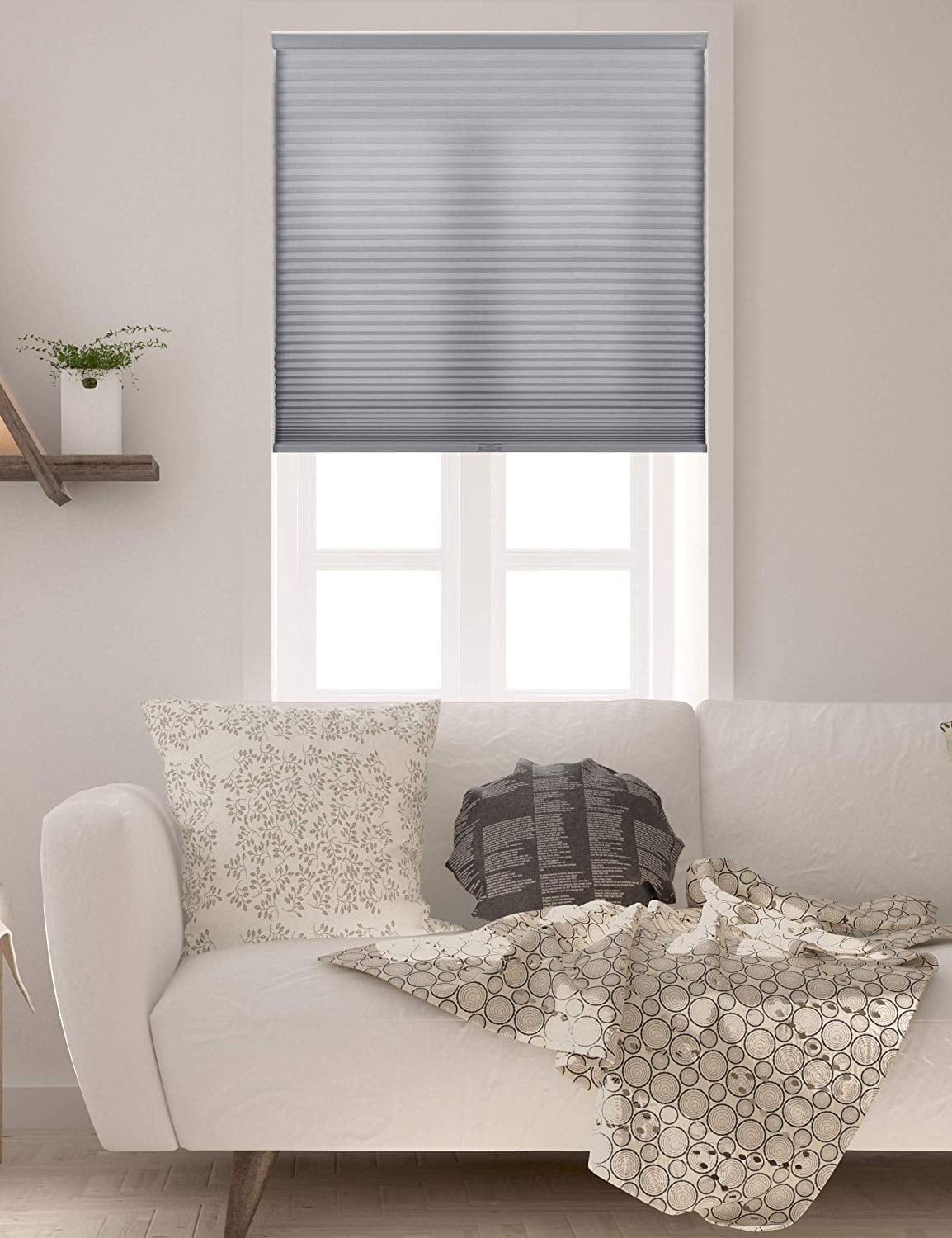 Gray Light Filtering Cordless Cellular Shades 34" W x 60" H