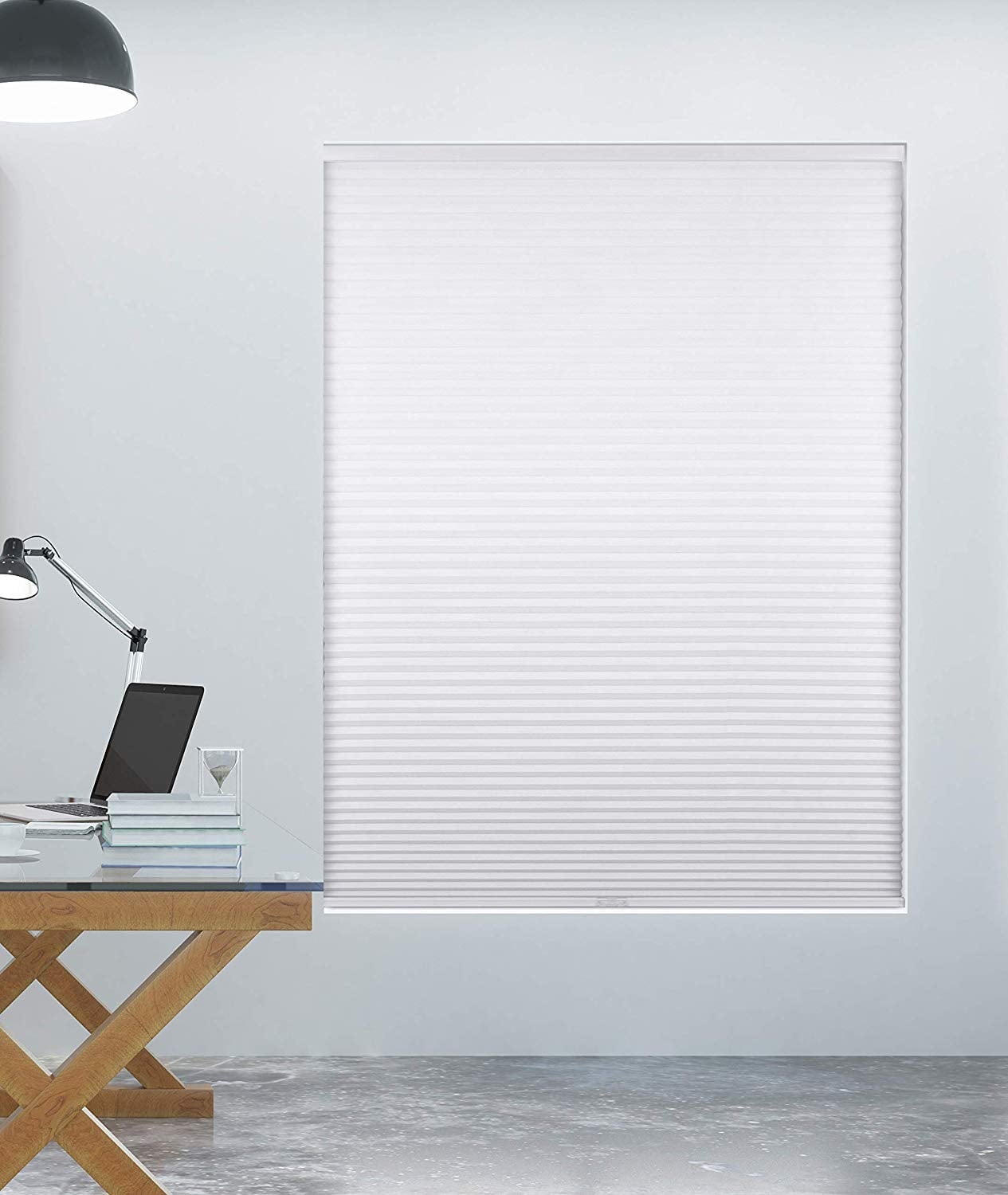 Cordless White Fabric Blackout Cellular Shade 34"W x 60"H