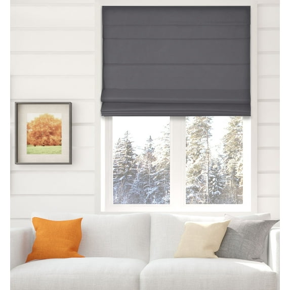 Arlo Blinds Thermal Room Darkening Cordless Fabric Roman Shades, Color: Graphite, Size: 24"W X 60"H