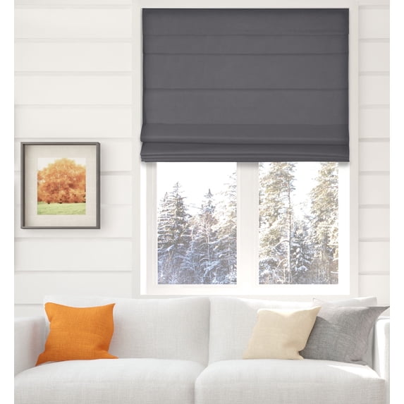 Arlo Blinds Thermal Room Darkening Cordless Fabric Roman Shades, Color: Graphite, Size: 33.5"W X 60"H
