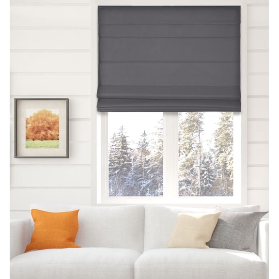 Arlo Blinds Thermal Room Darkening Cordless Fabric Roman Shades, Color: Graphite, Size: 34.5"W X 72"H