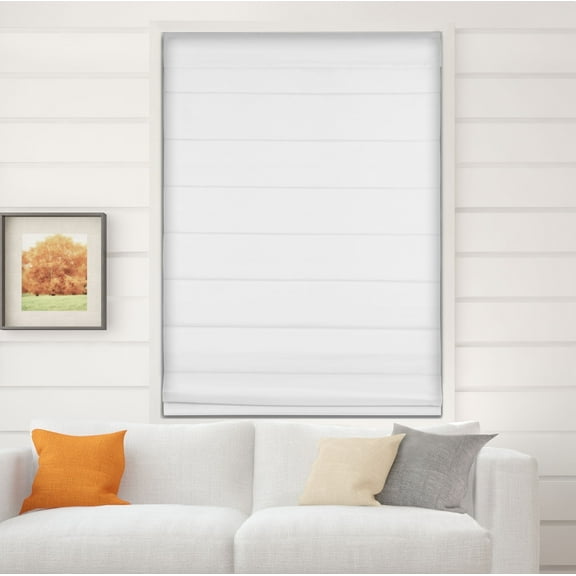 Arlo Blinds Thermal Room Darkening Cordless Fabric Roman Shades, Color: White, Size: 28.5"W X 60"H