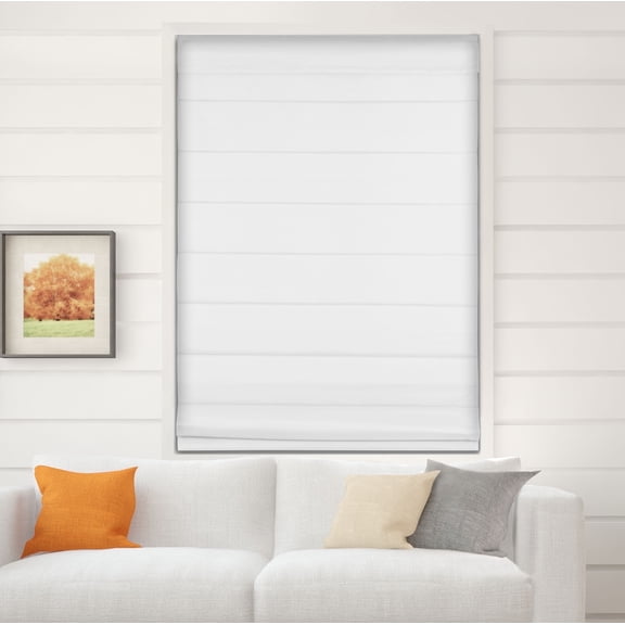 Arlo Blinds Thermal Room Darkening Cordless Fabric Roman Shades, Color: White, Size: 34.5"W X 48"H
