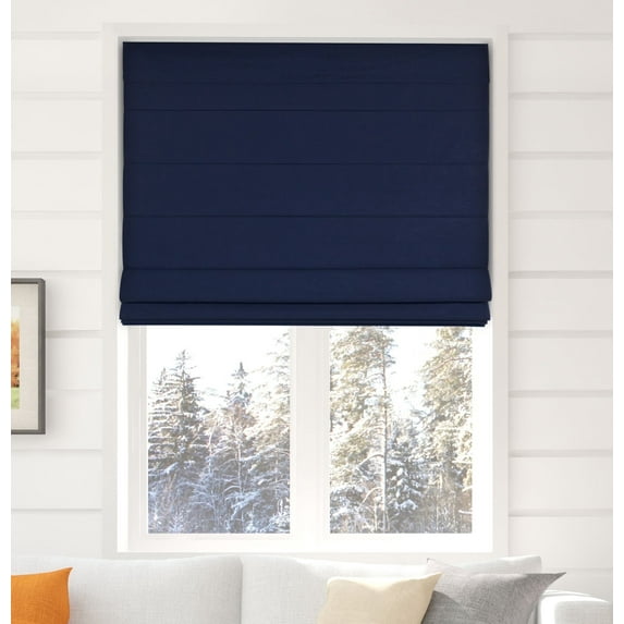 Arlo Blinds Thermal Room Darkening Fabric Roman Shades, Color: Navy, Size: 40"W X 60"H