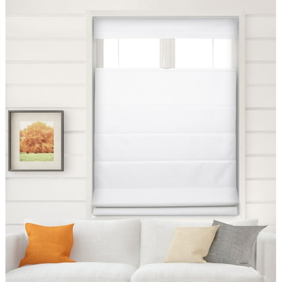 Arlo Blinds Thermal Room Darkening Fabric Roman Shades Top Down Bottom Up, Color: Pure White, Size: 34"W X 72"H