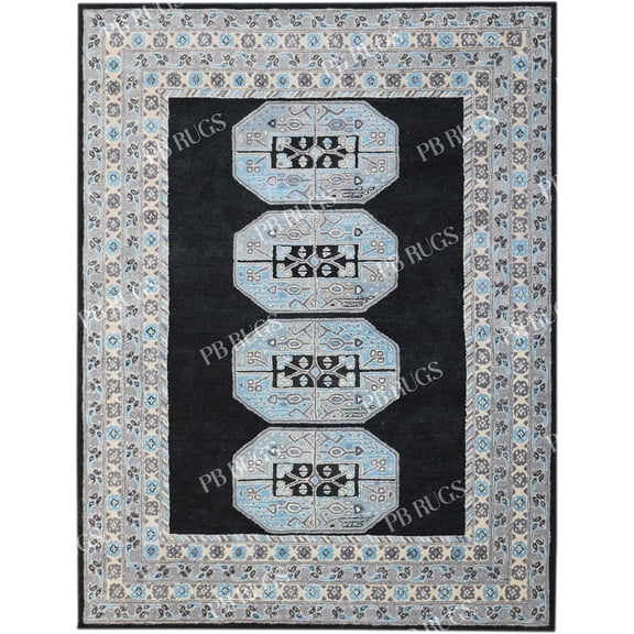 P B Rugs Arlo Blue Handcrafted Area Rug 2.6x12