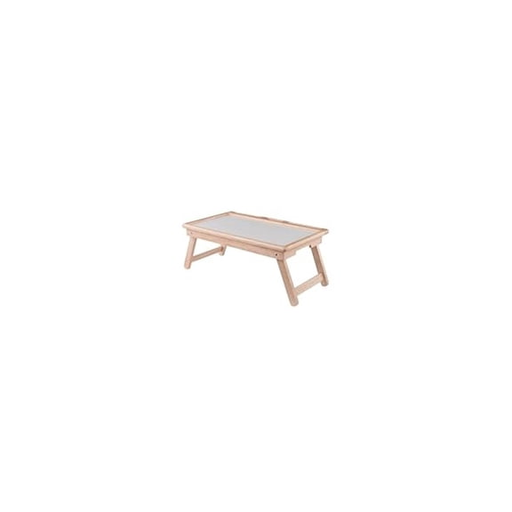 Arlo Breakfast Tray - Natural Wood & White Finish - Bed Tray Table with Tilting Top & Device Holder