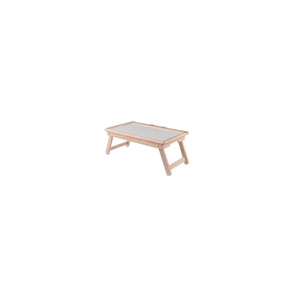 Arlo Breakfast Tray - Natural Wood & White Finish - Bed Tray Table with Tilting Top & Device Holder
