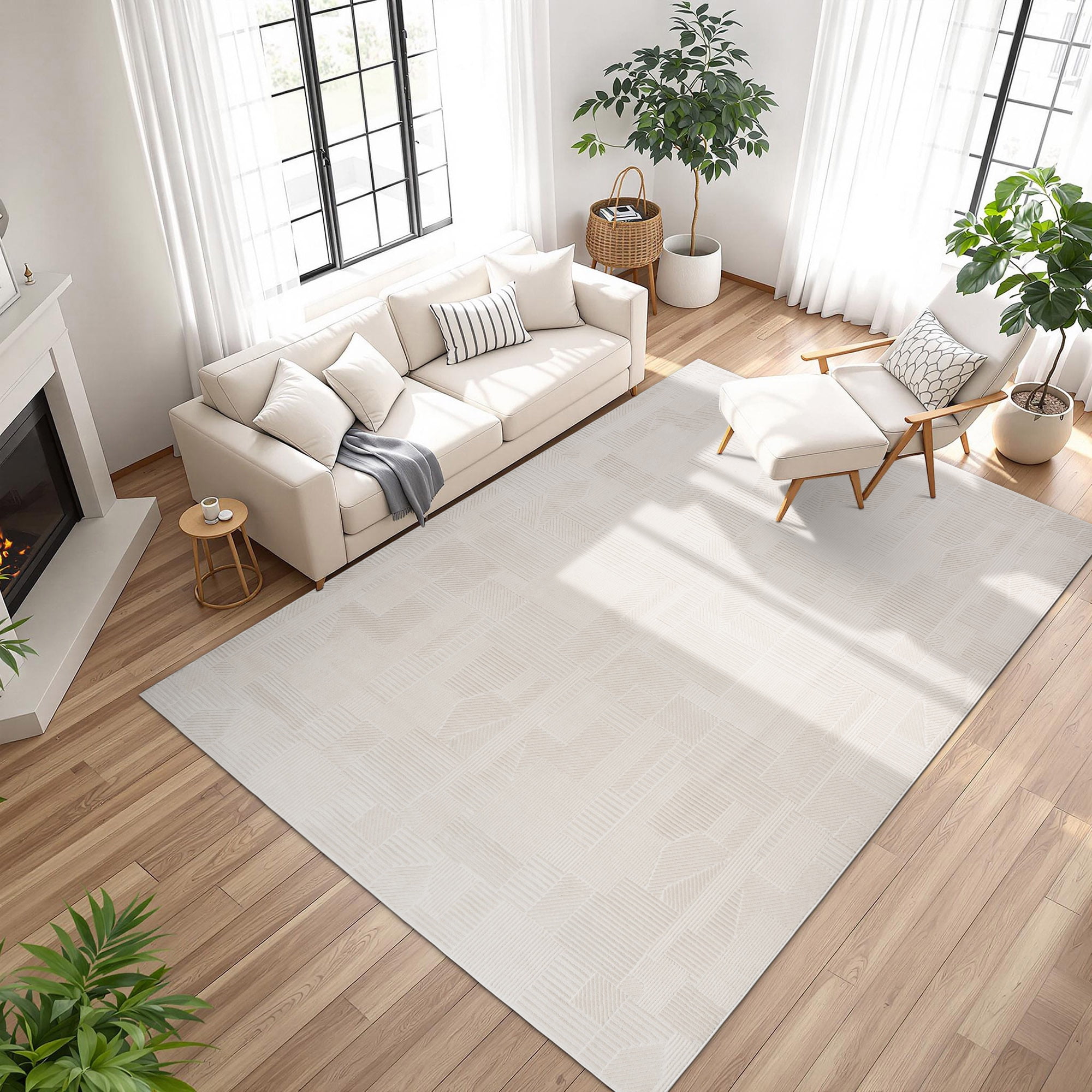 Arlo Dearra Modern Geometric Cream Area Rug, 5x8 - Walmart.com