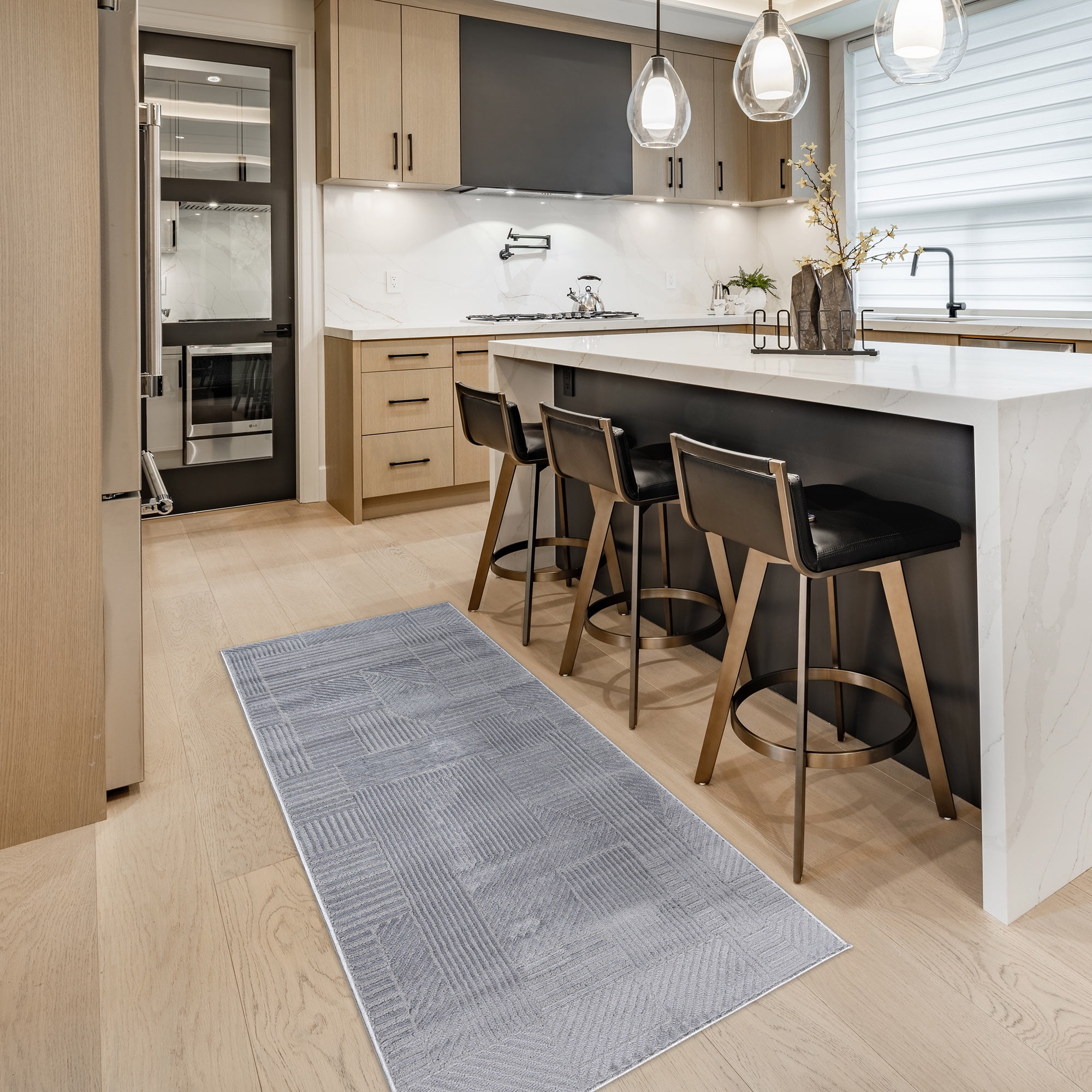 Arlo Dearra Modern Geometric Gray Area Rug, 2x6
