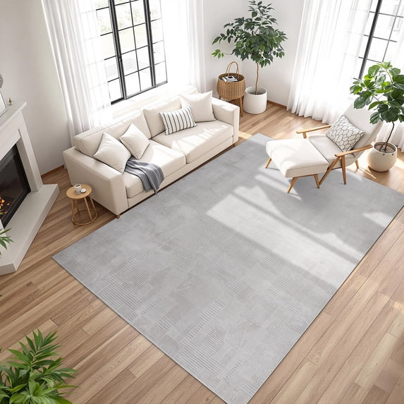Arlo Dearra Modern Geometric Silver Area Rug, 5x8