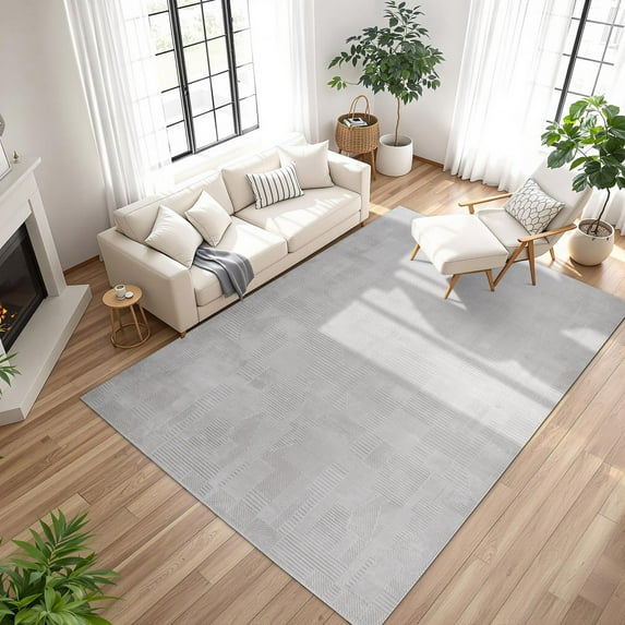 Arlo Dearra Modern Geometric Silver Area Rug, 8x10