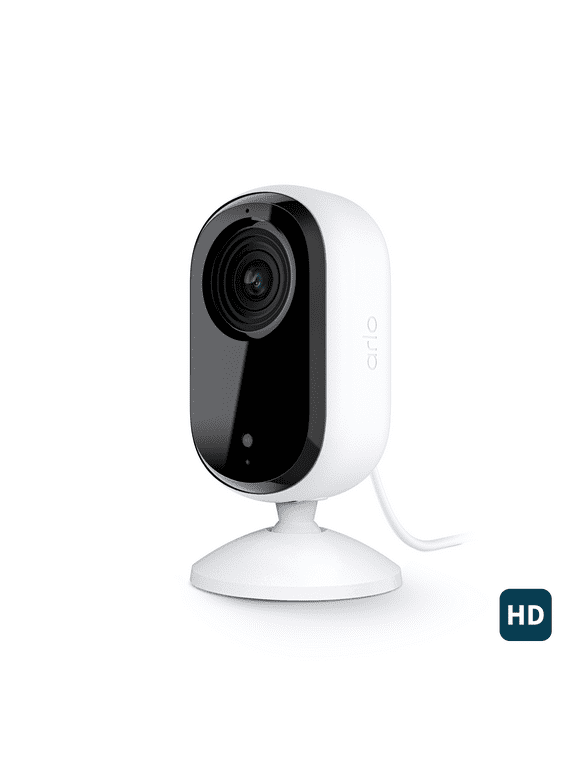 Arlo Essential Indoor Camera HD (2nd Gen) - Wired Security Camera with Privacy Shield, 1 Cam, White VMC2060-1WMNAS
