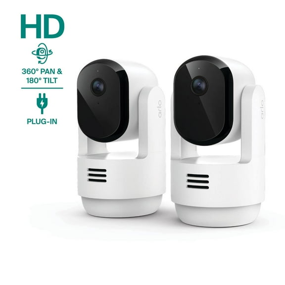 Open Box Arlo Essential Indoor Pan Tilt Security Camera (2025 Release) - HD Video, Wired Plug-In Power, 2-Cam