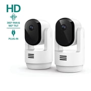 Arlo Essential Indoor Pan Tilt Security Camera 2025 Release - HD Video, Wired Plug-In Power, 2-Cam