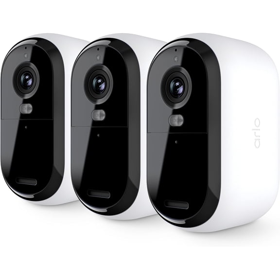 Arlo Essential Security Camera 1080p HD | Outdoor - Indoor | 2nd Gen | Wireless with Spotlight, 2-Way Audio, Color Night Vision, Live Stream, Real Time Notifications, Wide Angle - White, 3 Cameras