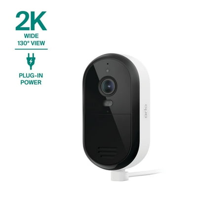 Arlo Essential Security Camera 2K (2025 Release) - Wired Plug-In Power Outdoor Camera, 1-Cam