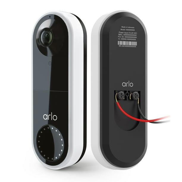 Arlo Essential Wired Video Doorbell - HD Video, 180° View, Night Vision, 2 Way Audio, Direct Wi-Fi Hub Needed, White - AVD1001W - Walmart.com