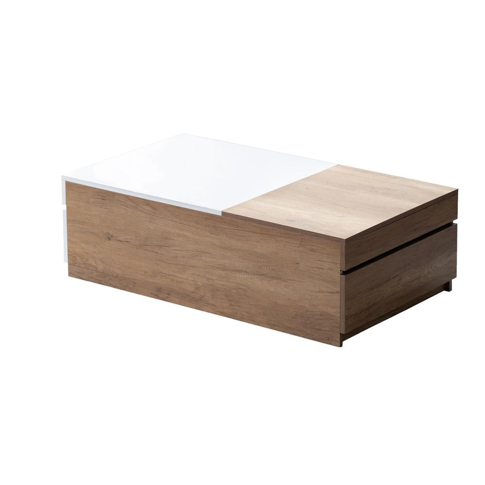 Arlo Contemporary 48.5" Light Brown Wood Coffee Table with Storage