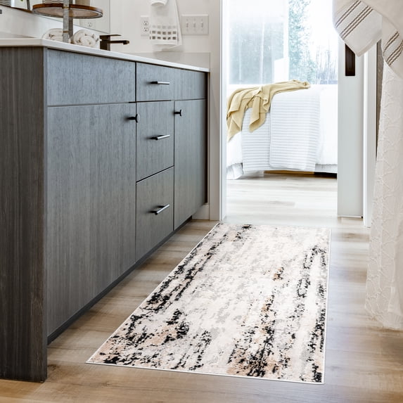 Arlo Verano Modern Abstract Black Area Rug, 2x6