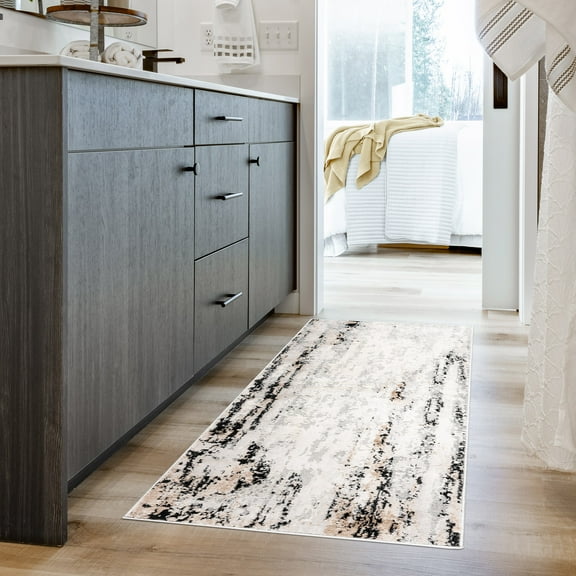 Arlo Verano Modern Abstract Black Area Rug, 2x6