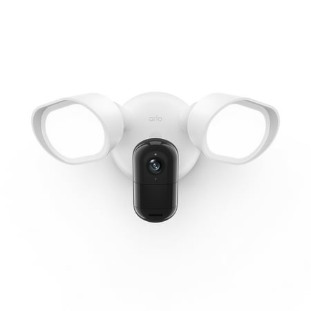 Arlo - Wired Floodlight Security Camera - 2K Video with HDR, 2000 Lumens, Integrated Siren, Color Night Vision - White