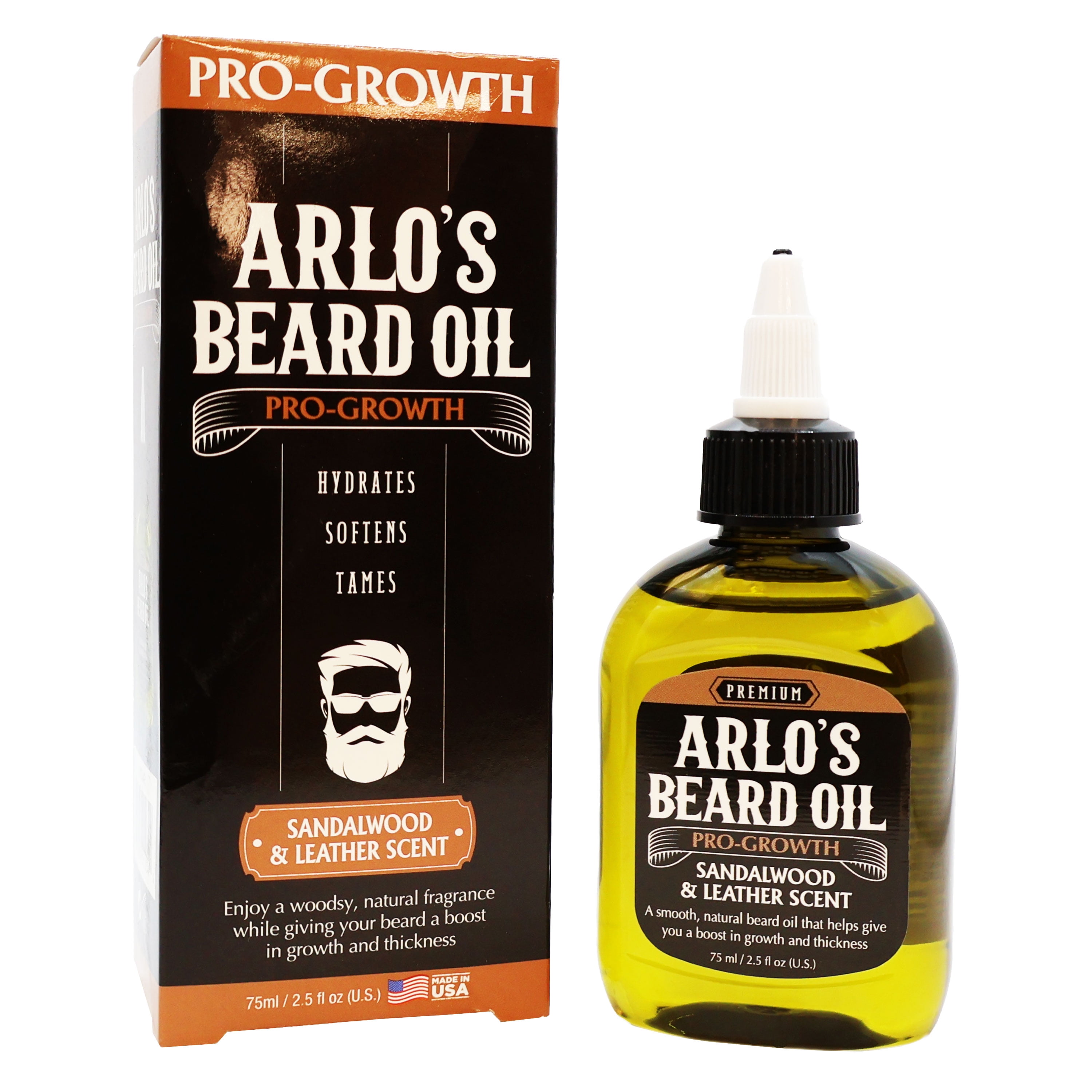 Arlo's Beard Oil Pro Growth Sandalwood and Leather 2.5 Oz.