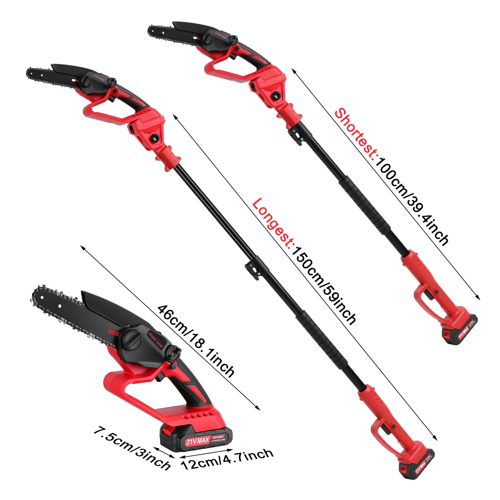Arlohe 6-Inch 2-in-1 Electric Chainsaw,800W Brushless Motor,12.47ft ...